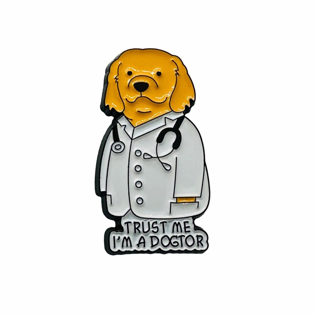 ☀️TRUST ME I'M A DOGTOR Enamel Pin Dog Doctor Cute Cartoon Brooch medical badges - Picture 6 of 6